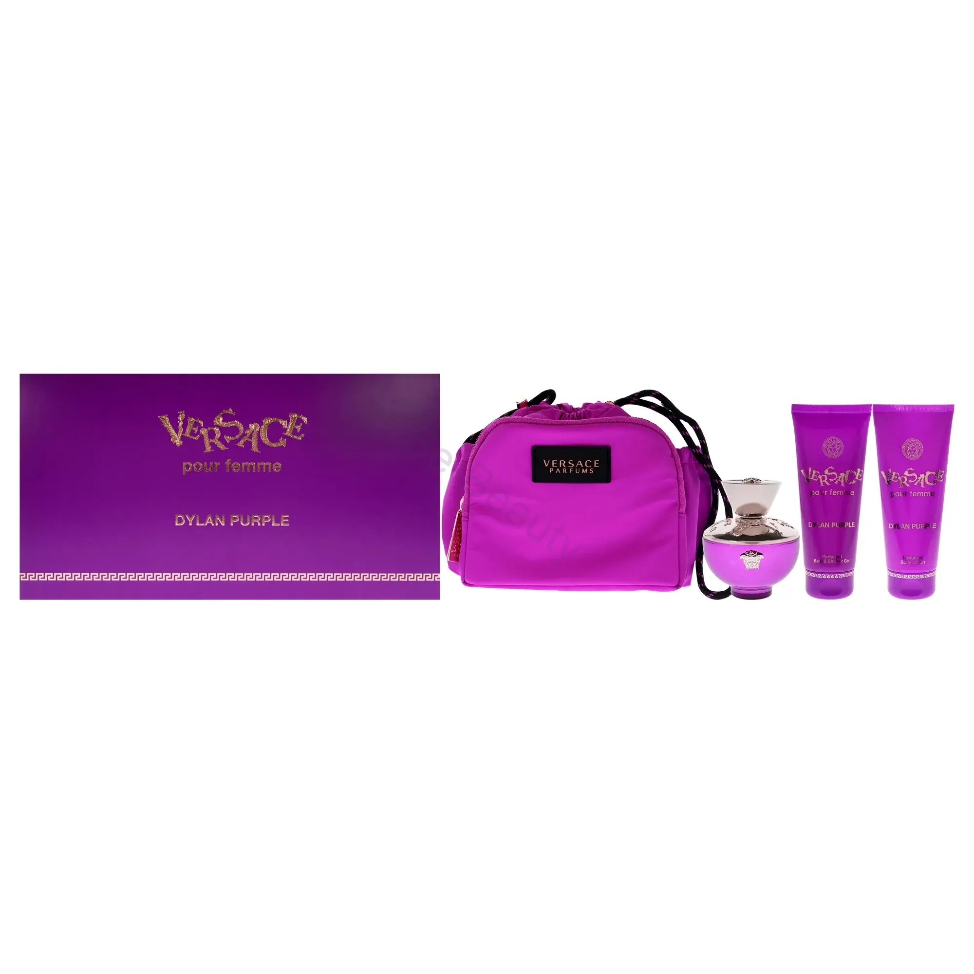 Versace Dylan Purple - EDP 100 ml + tělové mléko 100 ml + sprchový gel 100 ml + kosmetická taštička